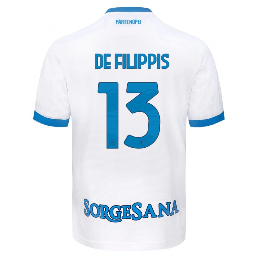 ילדים כדורגל Antonio De Filippis #13 לבן כחול שמיים הרחק ג'רזי 2026/27 ילדים כדורגל Antonio De Filippis #13 לבן כחול שמיים הרחק ג'רזי 2026/27