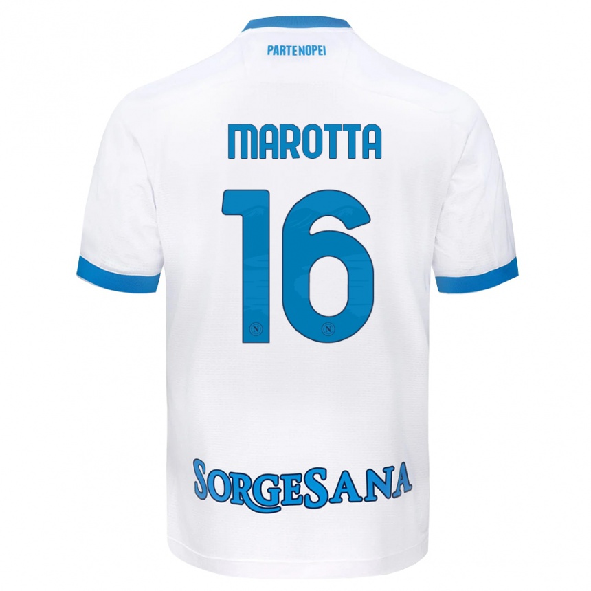 ילדים כדורגל Gabriele Marotta #16 לבן כחול שמיים הרחק ג'רזי 2026/27