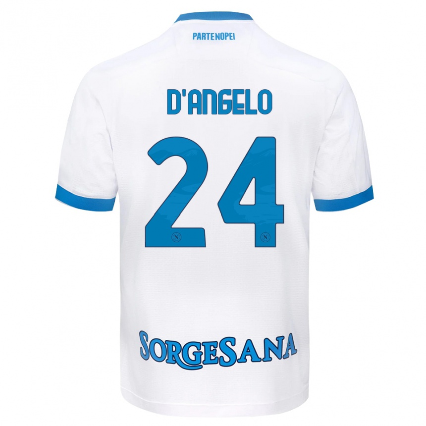 ילדים כדורגל Alessia D'angelo #24 לבן כחול שמיים הרחק ג'רזי 2026/27