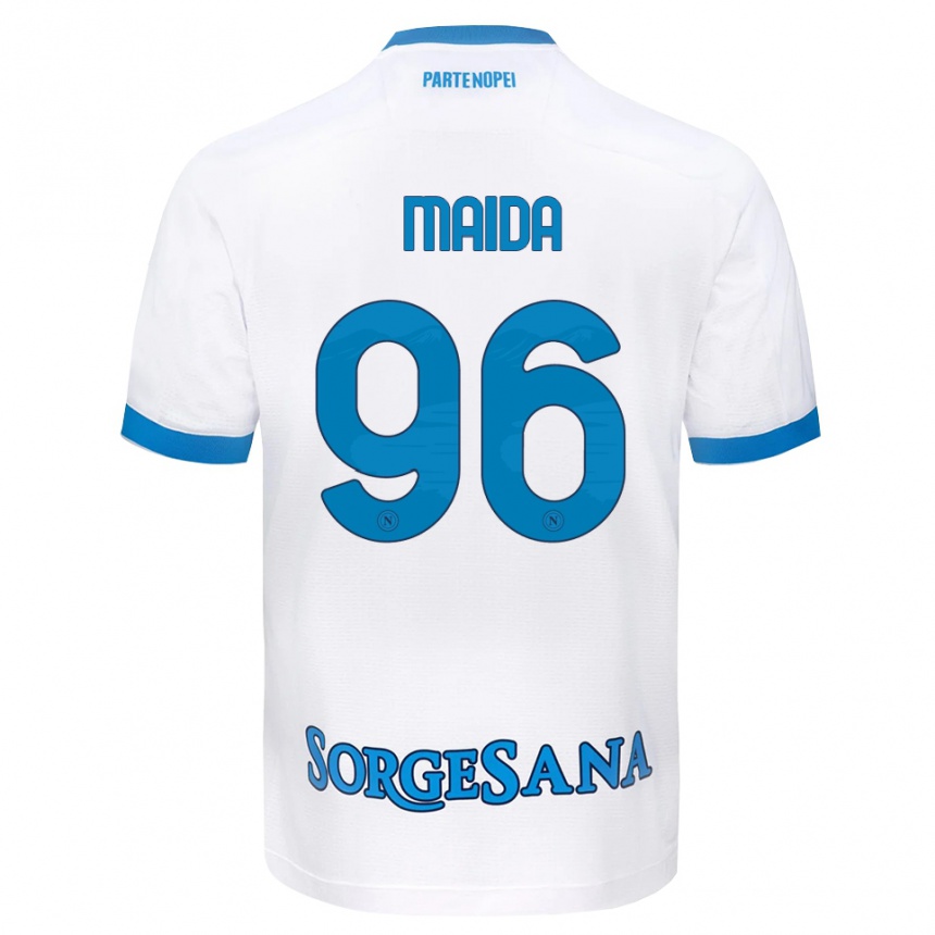 ילדים כדורגל Giuseppe Maida #96 לבן כחול שמיים הרחק ג'רזי 2026/27