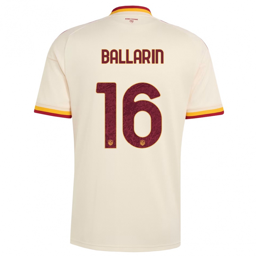 ילדים כדורגל Francesco Ballarin #16 שמפניה אדום צהוב הרחק ג'רזי 2026/27