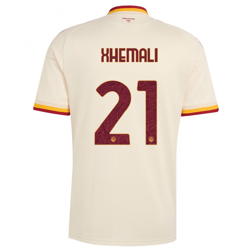 ילדים כדורגל Mattia Xhemali #21 שמפניה אדום צהוב הרחק ג'רזי 2026/27