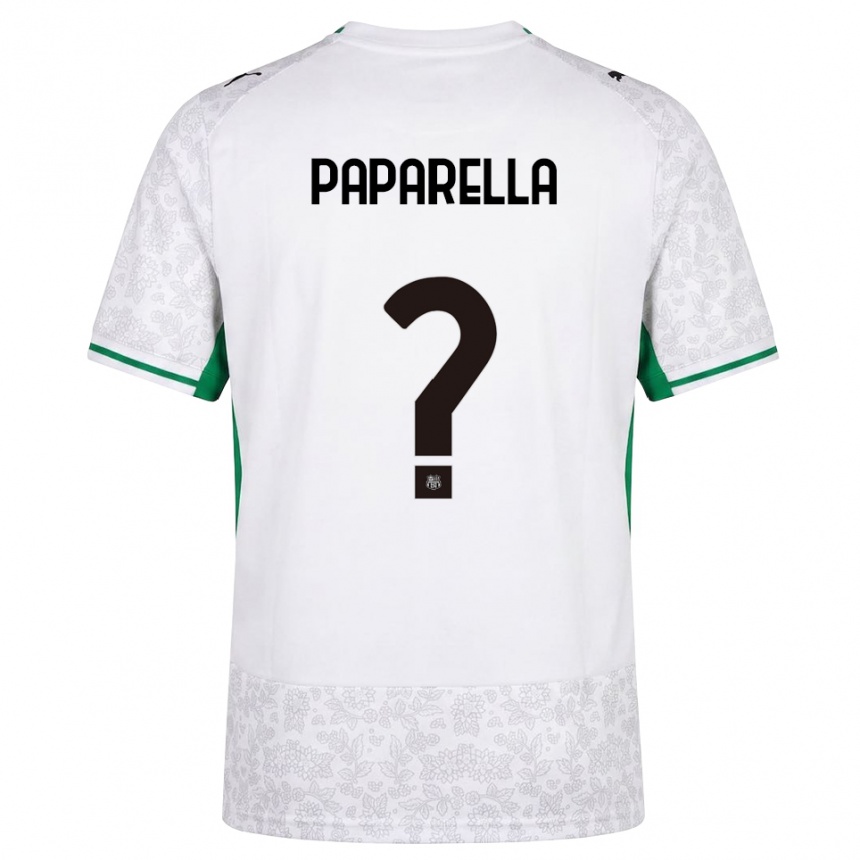 ילדים כדורגל Gioele Paparella #0 לבן שחור ירוק הרחק ג'רזי 2026/27