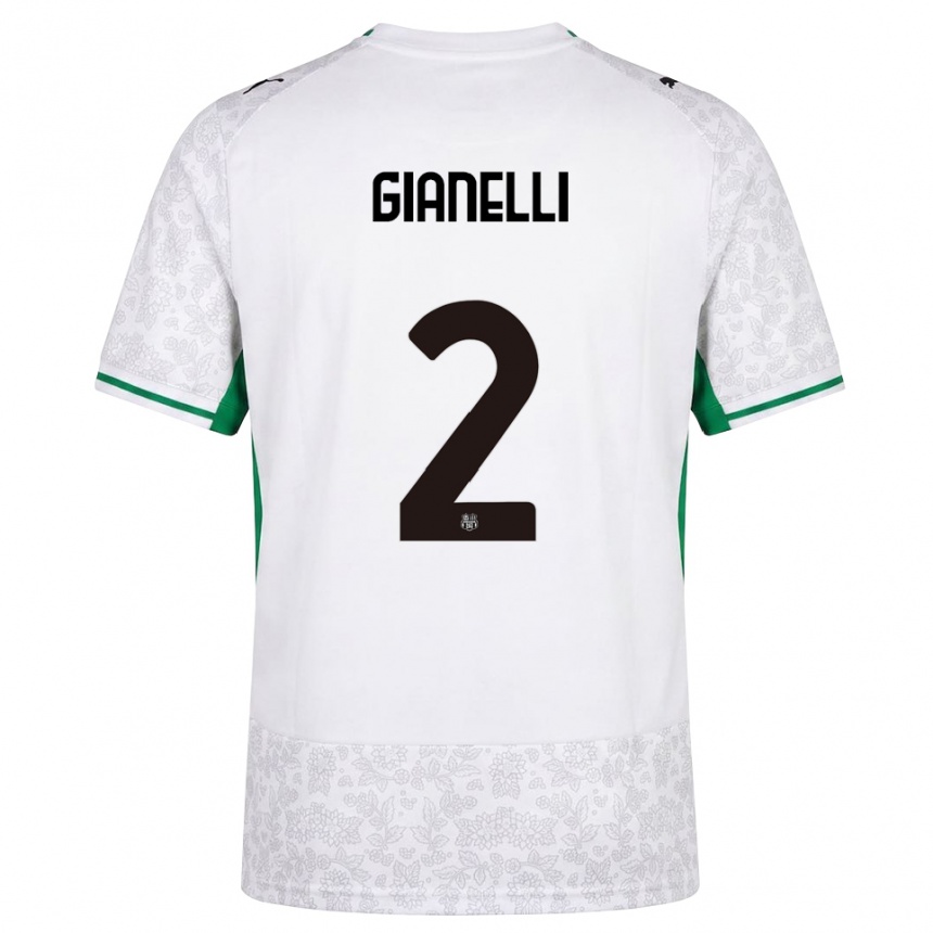 ילדים כדורגל Christian Gianelli #2 לבן שחור ירוק הרחק ג'רזי 2026/27