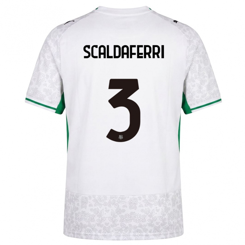 ילדים כדורגל Andrea Scaldaferri #3 לבן שחור ירוק הרחק ג'רזי 2026/27