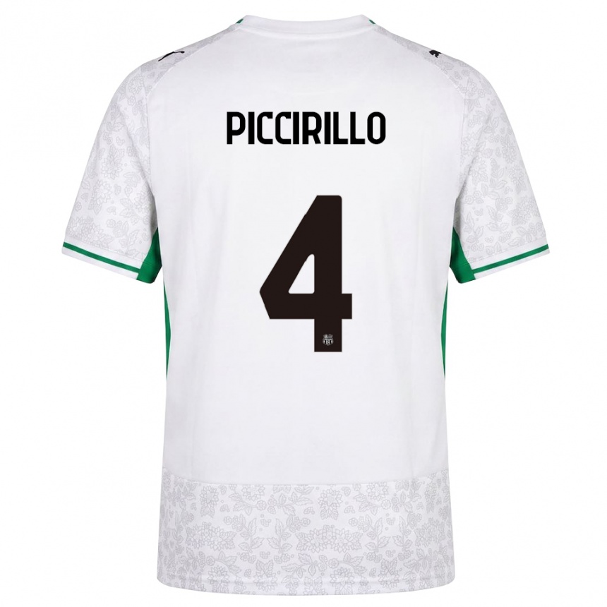 ילדים כדורגל Michele Piccirillo #4 לבן שחור ירוק הרחק ג'רזי 2026/27
