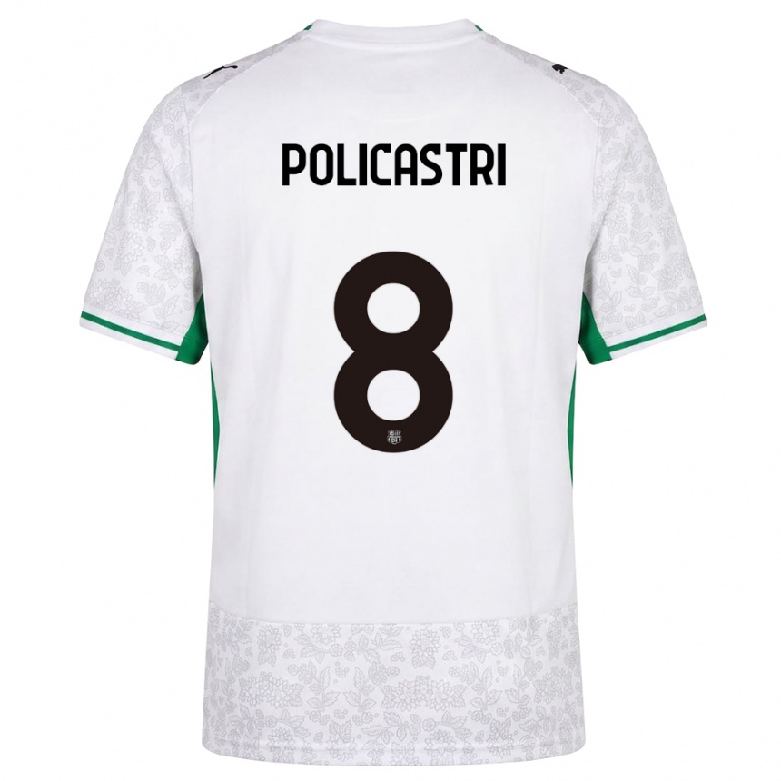 ילדים כדורגל Giuseppe Policastri #8 לבן שחור ירוק הרחק ג'רזי 2026/27