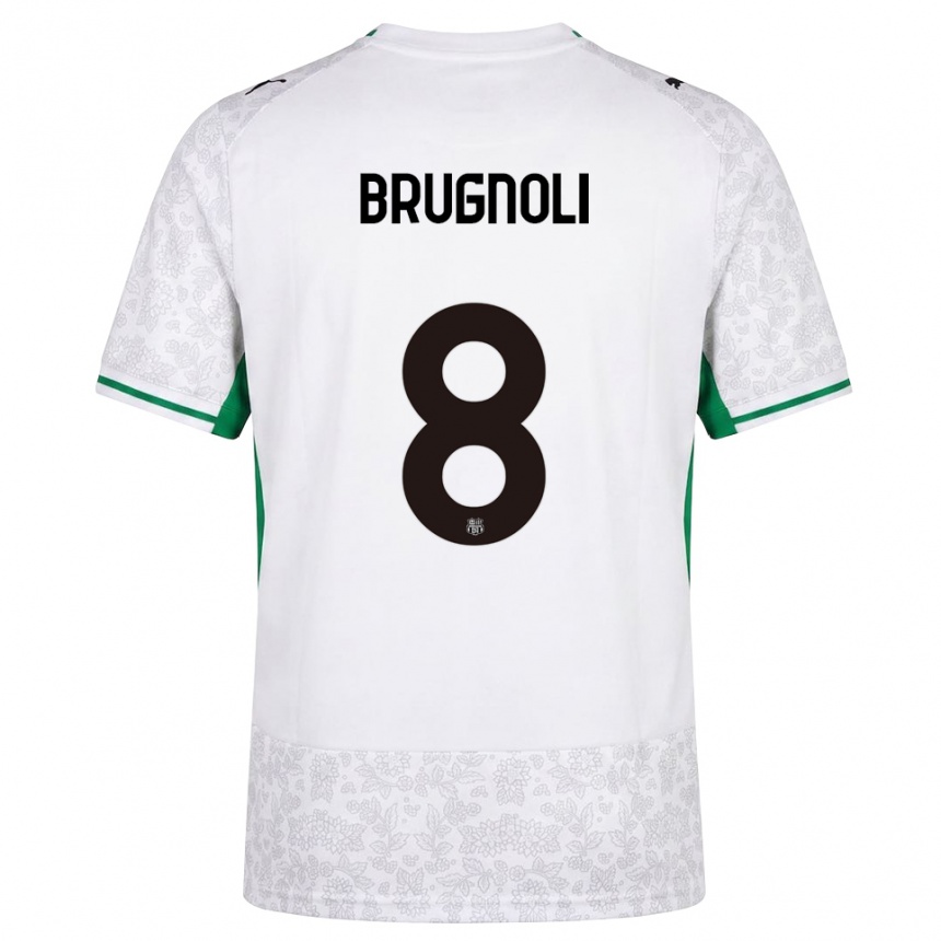 ילדים כדורגל Giuseppe Brugnoli #8 לבן שחור ירוק הרחק ג'רזי 2026/27