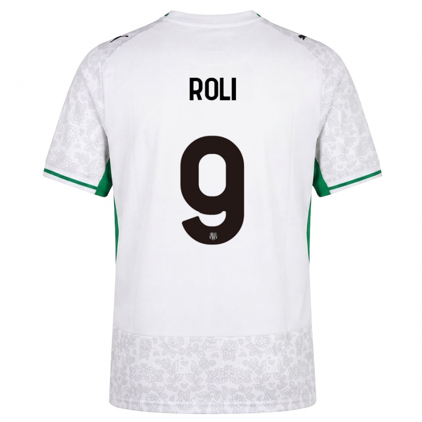 ילדים כדורגל Riccardo Roli #9 לבן שחור ירוק הרחק ג'רזי 2026/27