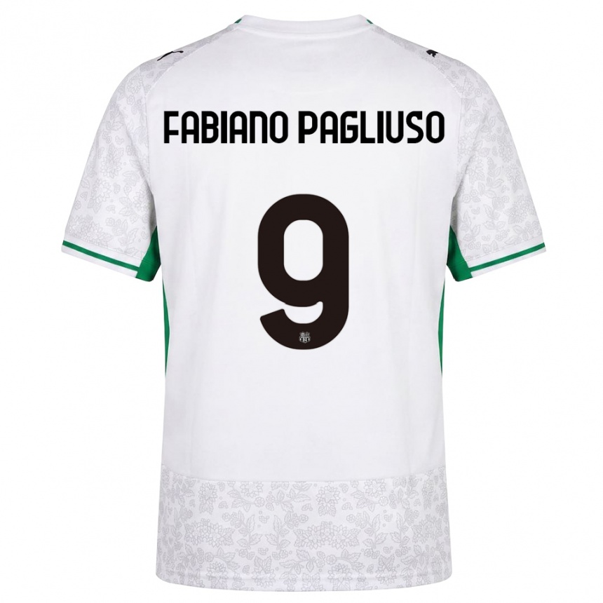 ילדים כדורגל Paolo Fabiano Pagliuso #9 לבן שחור ירוק הרחק ג'רזי 2026/27