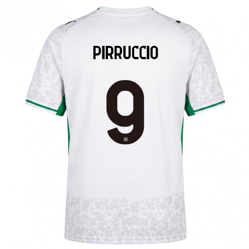 ילדים כדורגל Federico Pirruccio #9 לבן שחור ירוק הרחק ג'רזי 2026/27