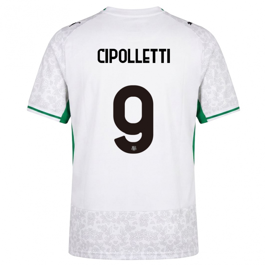 ילדים כדורגל Matteo Cipolletti #9 לבן שחור ירוק הרחק ג'רזי 2026/27