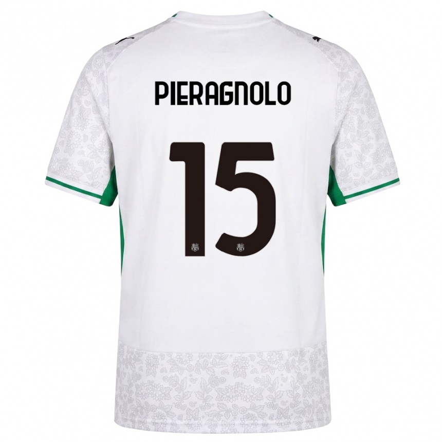 ילדים כדורגל Edoardo Pieragnolo #15 לבן שחור ירוק הרחק ג'רזי 2026/27 ילדים כדורגל Edoardo Pieragnolo #15 לבן שחור ירוק הרחק ג'רזי 2026/27