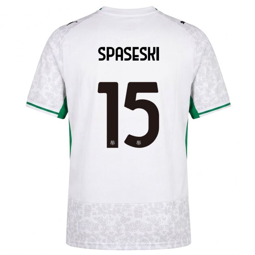 ילדים כדורגל Dejan Spaseski #15 לבן שחור ירוק הרחק ג'רזי 2026/27