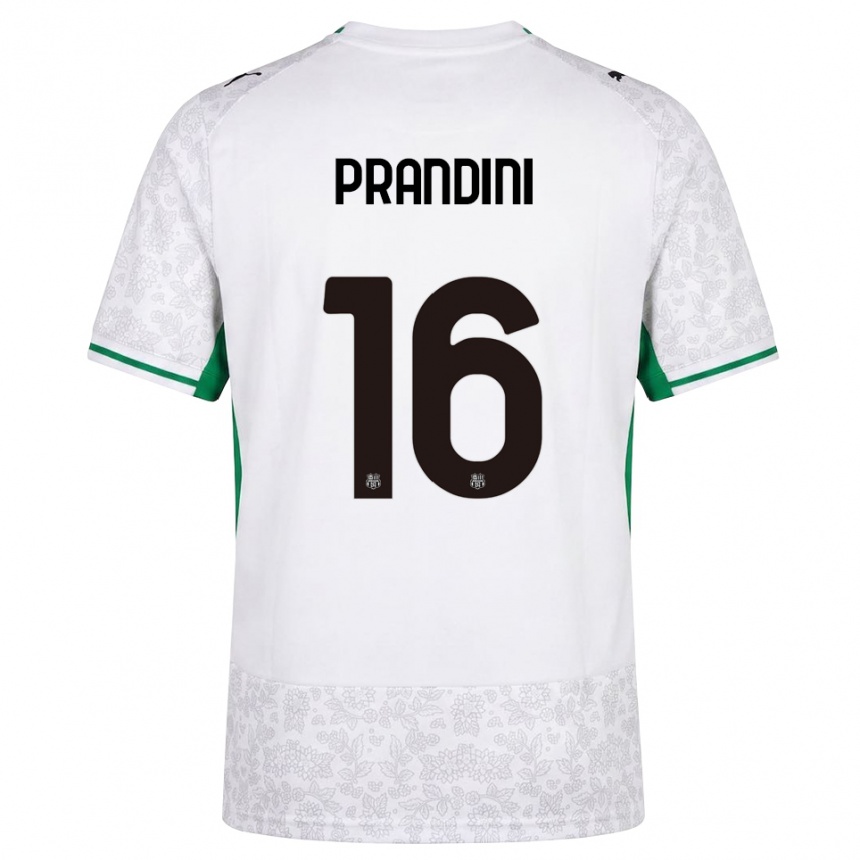 ילדים כדורגל Lorenzo Prandini #16 לבן שחור ירוק הרחק ג'רזי 2026/27