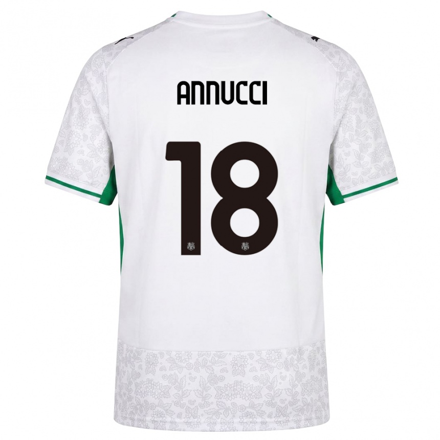 ילדים כדורגל Pietro Annucci #18 לבן שחור ירוק הרחק ג'רזי 2026/27