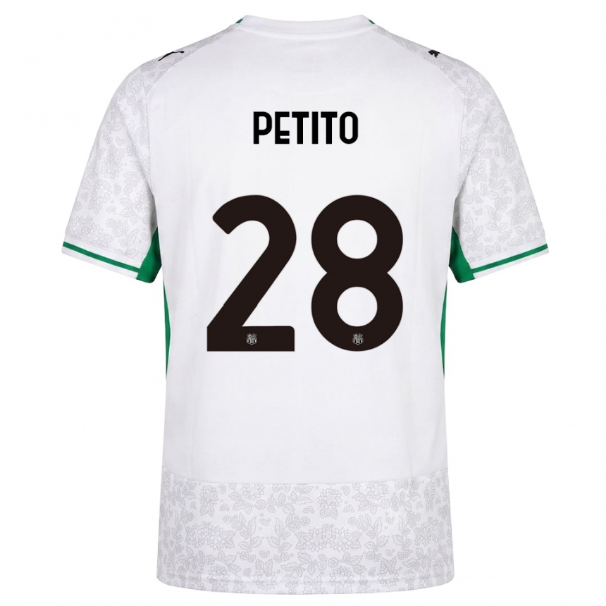 ילדים כדורגל Christian Petito #28 לבן שחור ירוק הרחק ג'רזי 2026/27