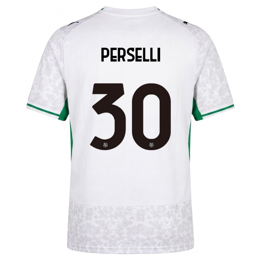 ילדים כדורגל Manuela Perselli #30 לבן שחור ירוק הרחק ג'רזי 2026/27