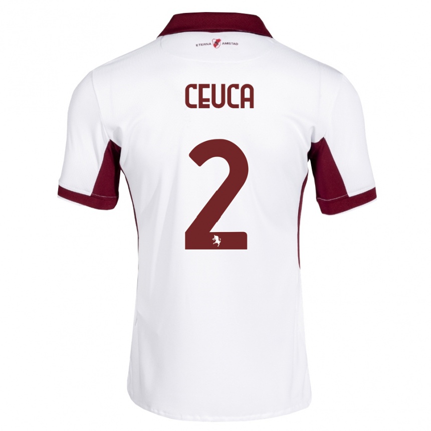 ילדים כדורגל Matei Ceuca #2 בורדו לבן אדום הרחק ג'רזי 2026/27