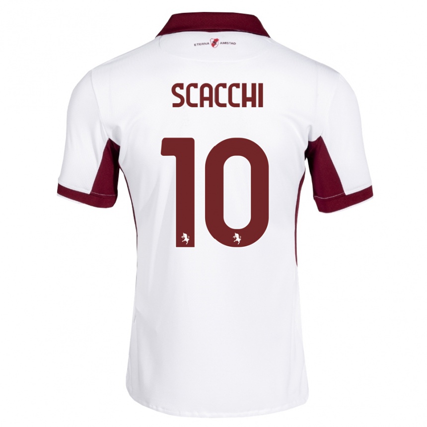 ילדים כדורגל Manuel Scacchi #10 בורדו לבן אדום הרחק ג'רזי 2026/27 ילדים כדורגל Manuel Scacchi #10 בורדו לבן אדום הרחק ג'רזי 2026/27