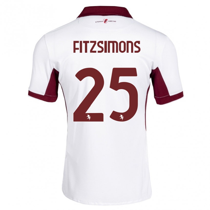 ילדים כדורגל Luke Fitzsimons #25 בורדו לבן אדום הרחק ג'רזי 2026/27