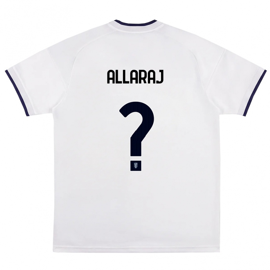 ילדים כדורגל Rayan Allaraj #0 לבן אדום כחול מלכותי הרחק ג'רזי 2026/27