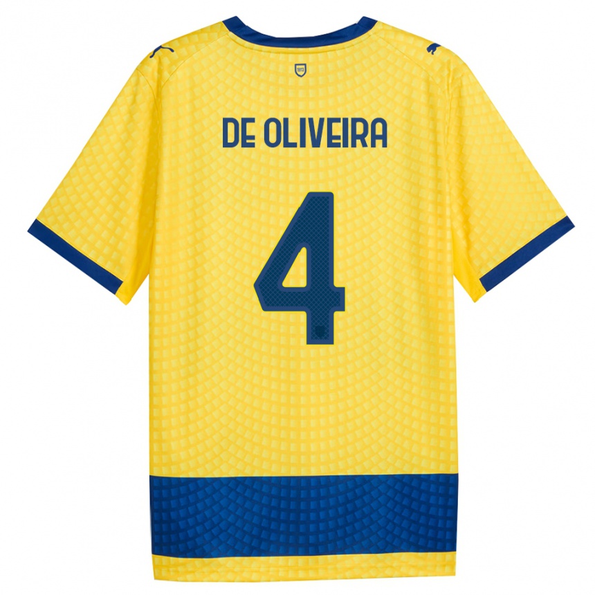 ילדים כדורגל Luca De Oliveira #4 צהוב כחול שחור הרחק ג'רזי 2026/27 ילדים כדורגל Luca De Oliveira #4 צהוב כחול שחור הרחק ג'רזי 2026/27