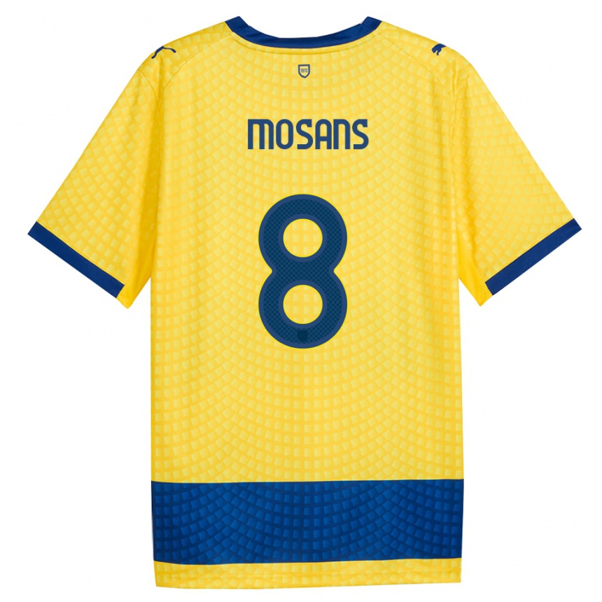 ילדים כדורגל Kristaps Mosans #8 צהוב כחול שחור הרחק ג'רזי 2026/27
