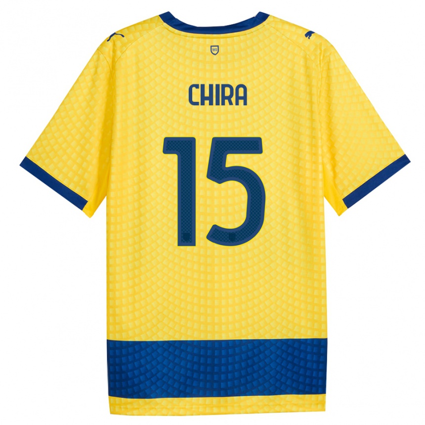ילדים כדורגל Alessandro Chira #15 צהוב כחול שחור הרחק ג'רזי 2026/27