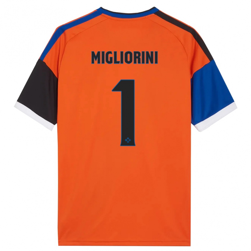 ילדים כדורגל Niccolò Migliorini #1 כתום כחול שחור לבן הרחק ג'רזי 2026/27
