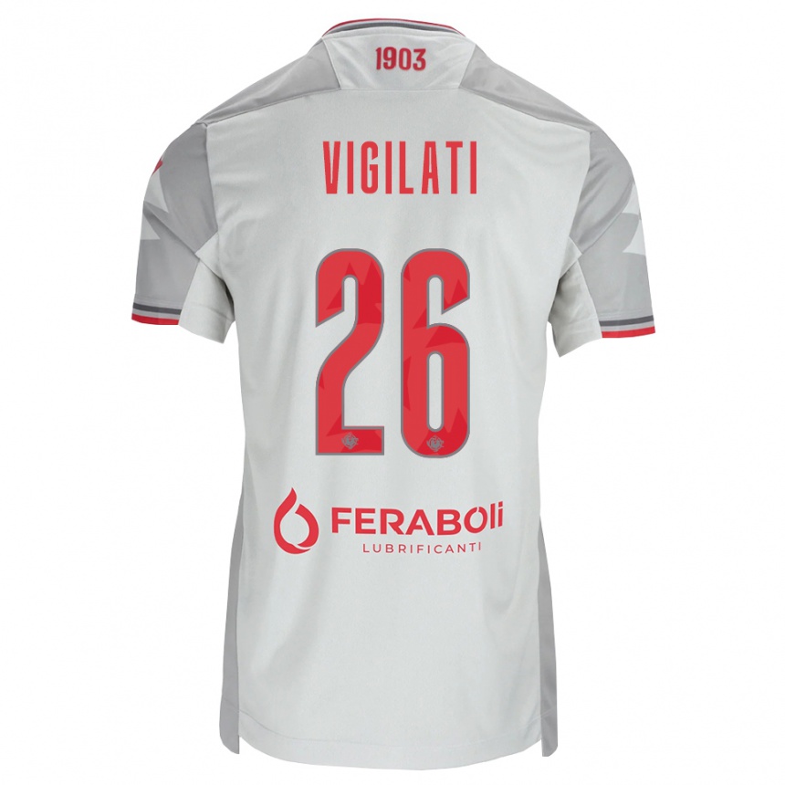 ילדים כדורגל Tommaso Vigilati #26 אפור לבן אדום הרחק ג'רזי 2026/27