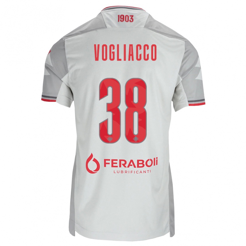 ילדים כדורגל Alessandro Vogliacco #38 אפור לבן אדום הרחק ג'רזי 2026/27