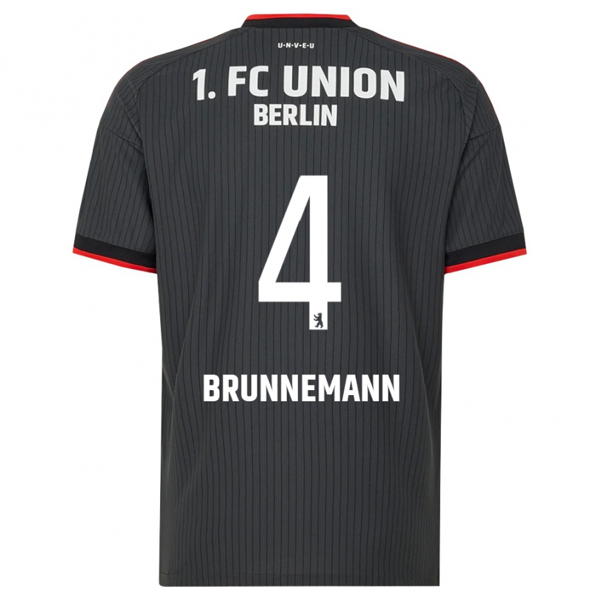 ילדים כדורגל Laurenz Brunnemann #4 שחור לבן אדום הרחק ג'רזי 2026/27