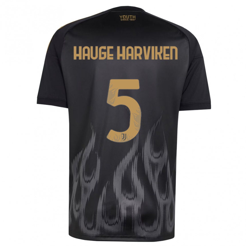 ילדים כדורגל Mathilde Hauge Harviken #5 שחור חום ג'רזי קיט שלישי 2026/27