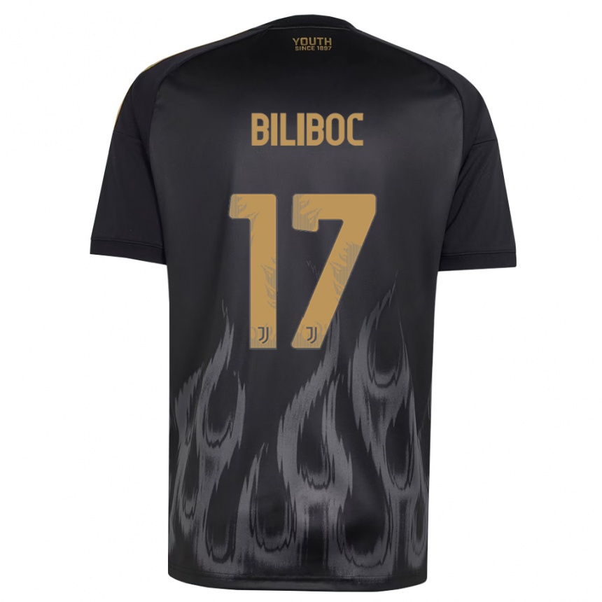 ילדים כדורגל Lorenzo Biliboc #17 שחור חום ג'רזי קיט שלישי 2026/27