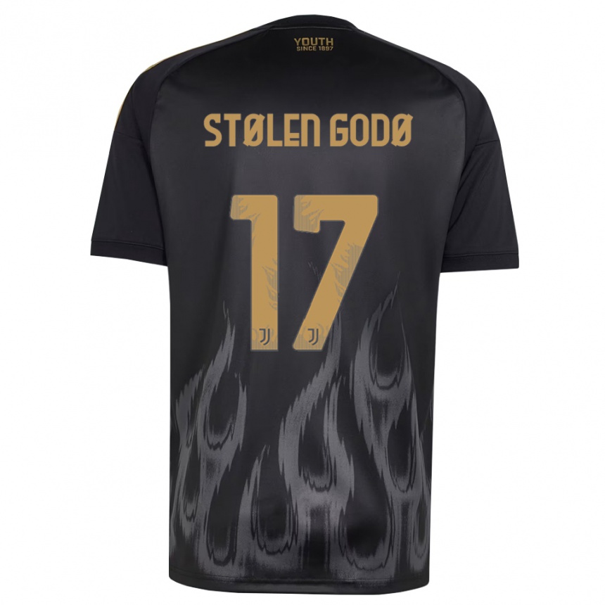 ילדים כדורגל Emma Stølen Godø #17 שחור חום ג'רזי קיט שלישי 2026/27