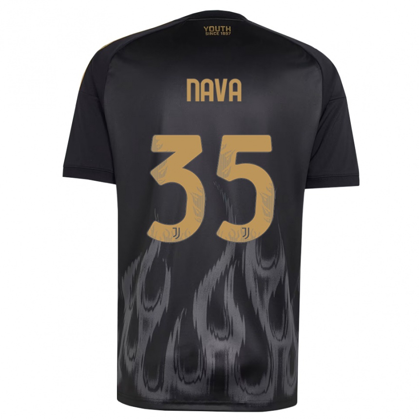 ילדים כדורגל Sebastiano Nava #35 שחור חום ג'רזי קיט שלישי 2026/27
