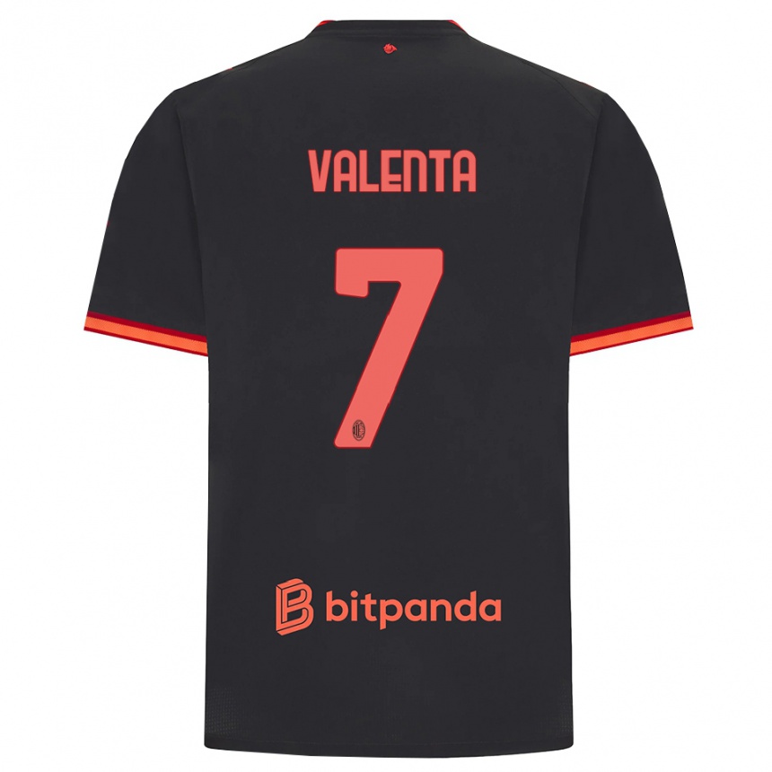 ילדים כדורגל Tommaso Valenta #7 שחור אדום ג'רזי קיט שלישי 2026/27