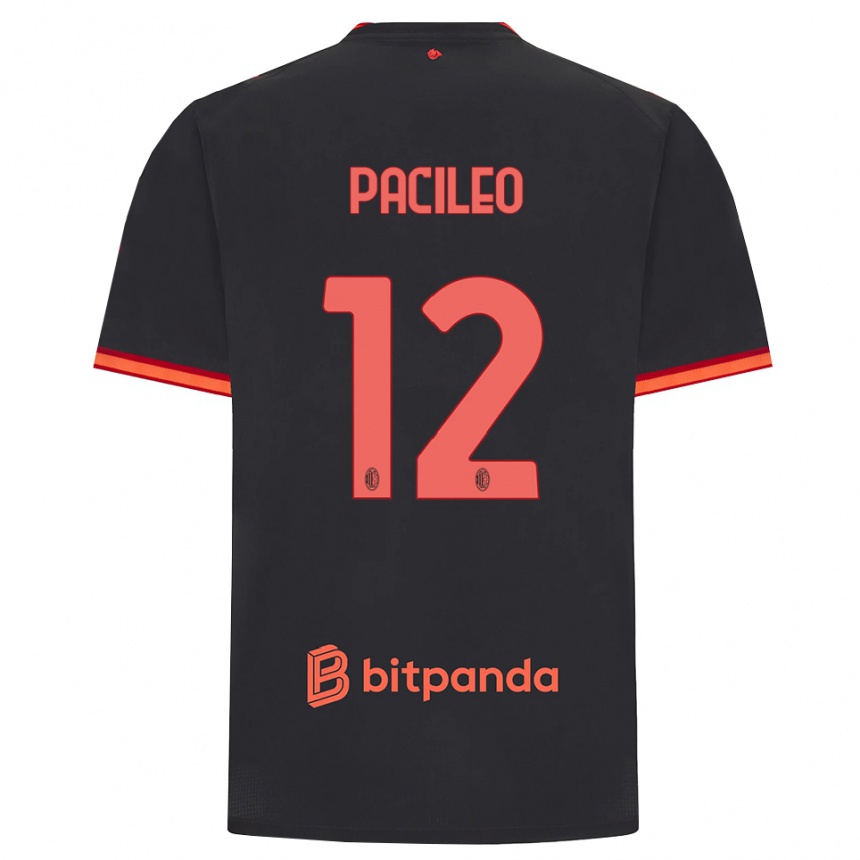 ילדים כדורגל Alessandro Pacileo #12 שחור אדום ג'רזי קיט שלישי 2026/27