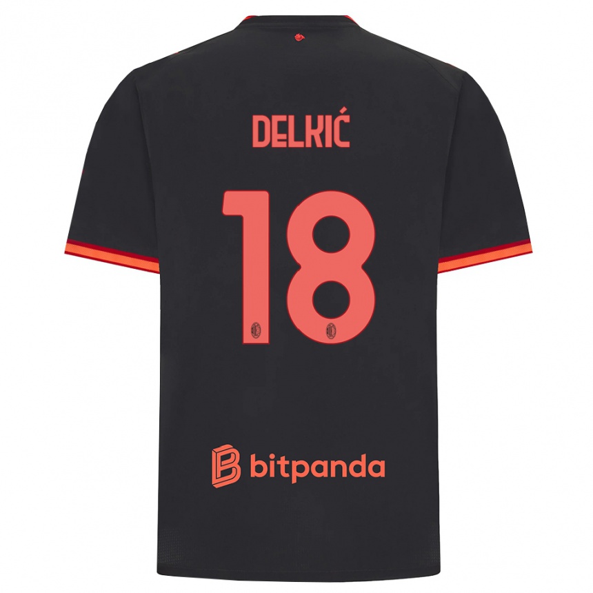 ילדים כדורגל Dino Delkić #18 שחור אדום ג'רזי קיט שלישי 2026/27