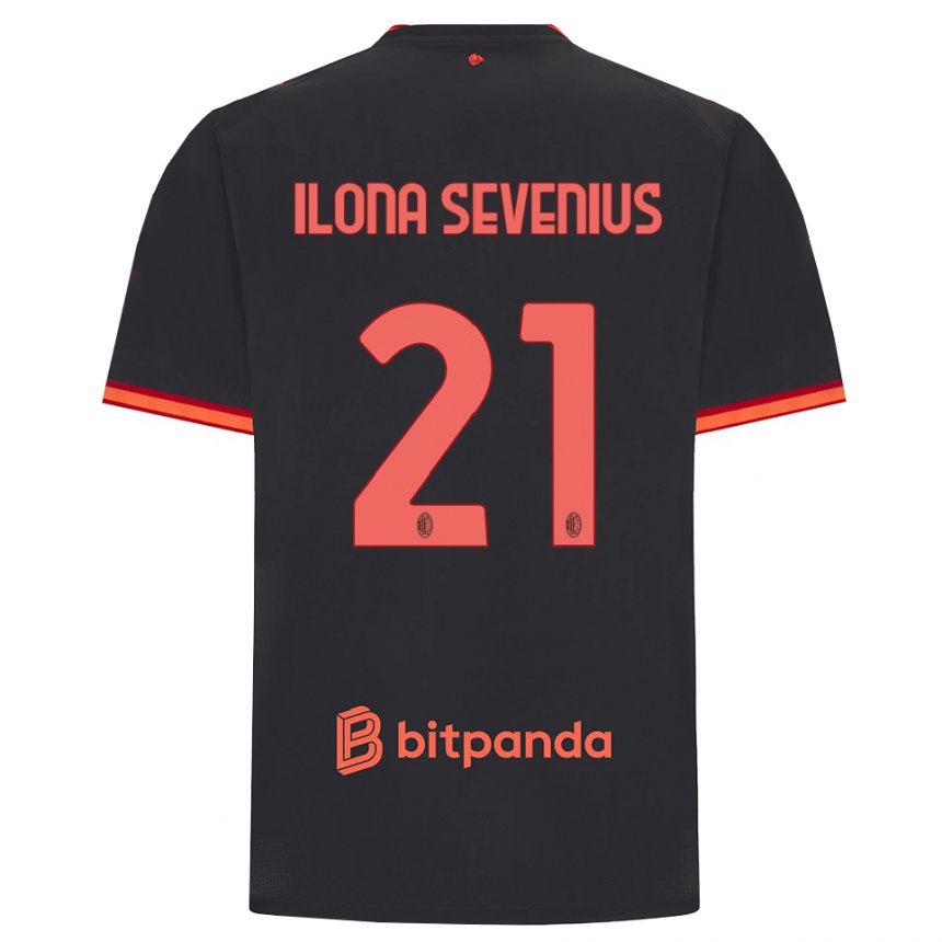 ילדים כדורגל Oona Ilona Sevenius #21 שחור אדום ג'רזי קיט שלישי 2026/27