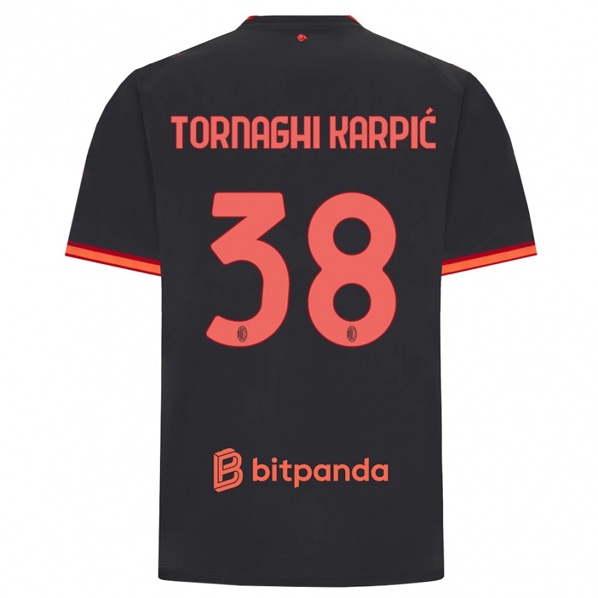 ילדים כדורגל Lavinia Tornaghi Karpić #38 שחור אדום ג'רזי קיט שלישי 2026/27