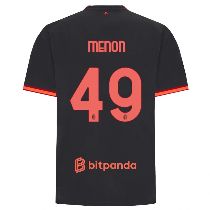 ילדים כדורגל Luca Menon #49 שחור אדום ג'רזי קיט שלישי 2026/27