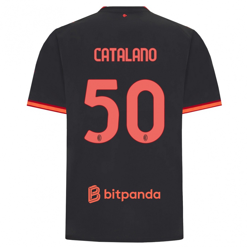 ילדים כדורגל Alessio Catalano #50 שחור אדום ג'רזי קיט שלישי 2026/27
