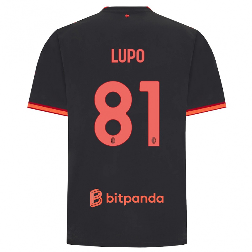 ילדים כדורגל Simone Lupo #81 שחור אדום ג'רזי קיט שלישי 2026/27 ילדים כדורגל Simone Lupo #81 שחור אדום ג'רזי קיט שלישי 2026/27