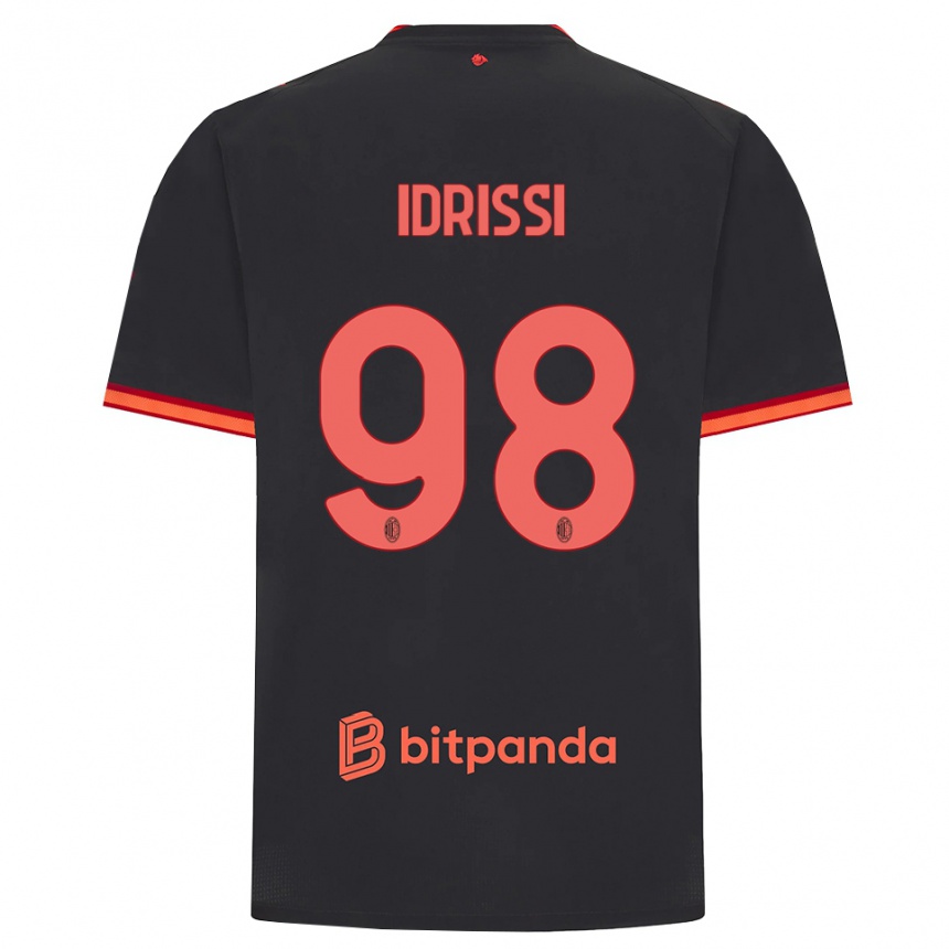 ילדים כדורגל Yahya Idrissi #98 שחור אדום ג'רזי קיט שלישי 2026/27