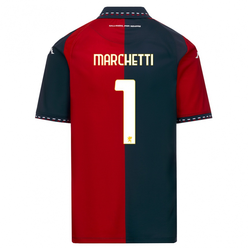 גברים כדורגל Lisa Marchetti #1 אדום שחור לבן ג'רזי ביתית 2026/27