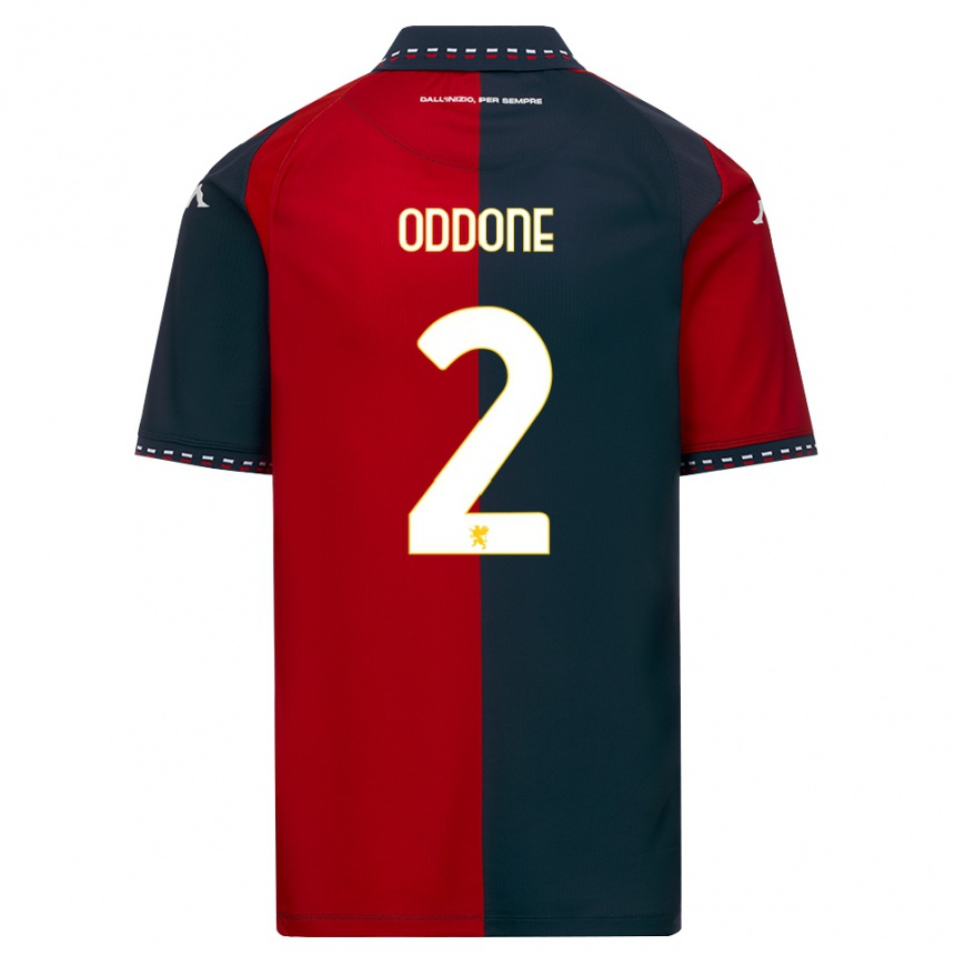 גברים כדורגל Riccardo Oddone #2 אדום שחור לבן ג'רזי ביתית 2026/27