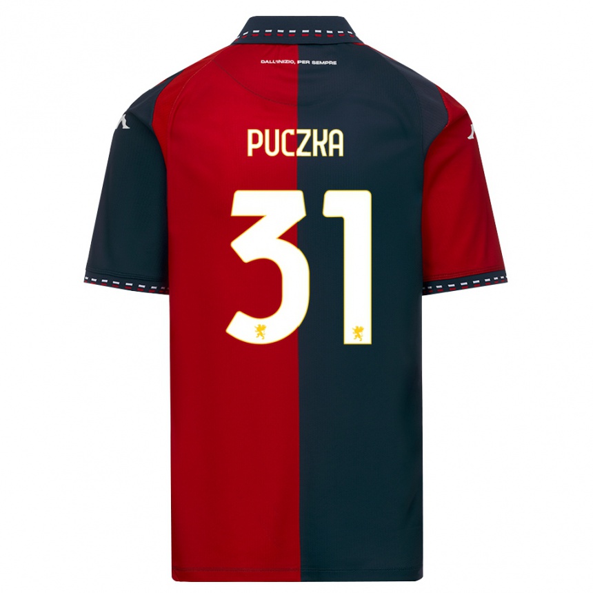 גברים כדורגל David Puczka #31 אדום שחור לבן ג'רזי ביתית 2026/27 גברים כדורגל David Puczka #31 אדום שחור לבן ג'רזי ביתית 2026/27