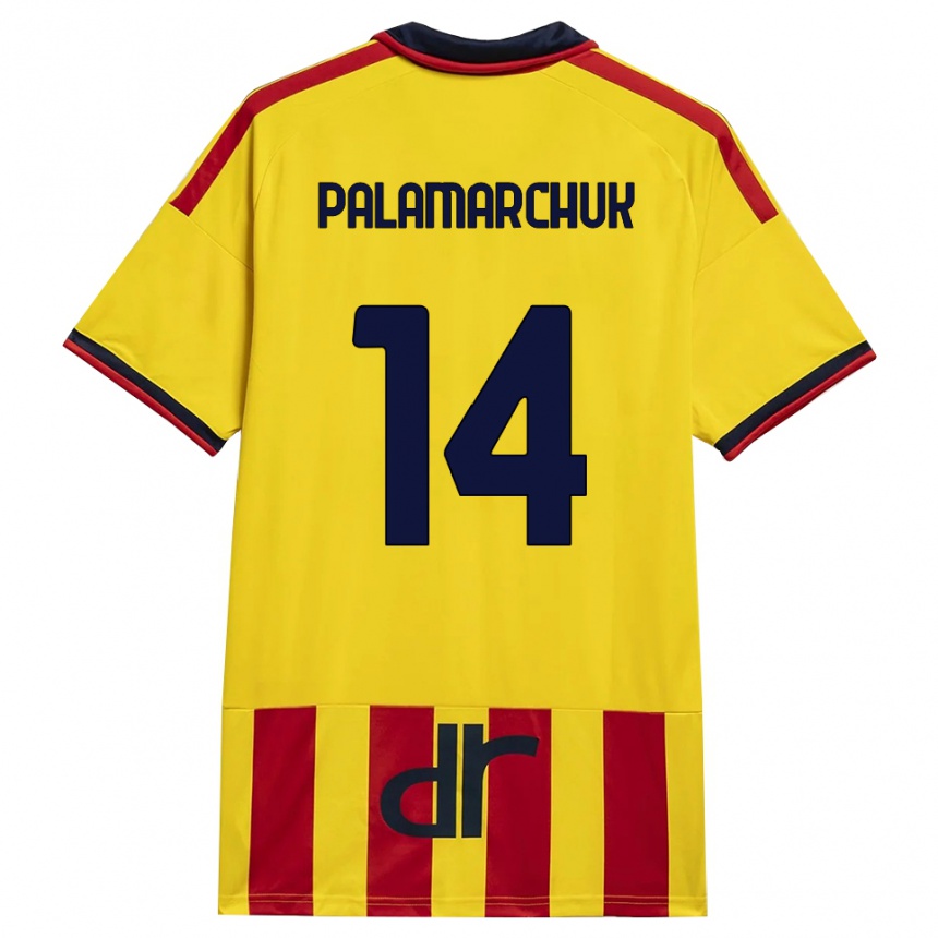 גברים כדורגל Cristiano Vitaly Palamarchuk #14 צהוב אדום ג'רזי ביתית 2026/27 גברים כדורגל Cristiano Vitaly Palamarchuk #14 צהוב אדום ג'רזי ביתית 2026/27